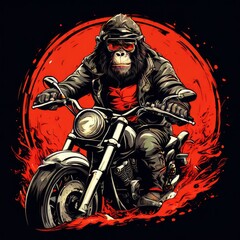 a monkey Super biker t shirt sticker design