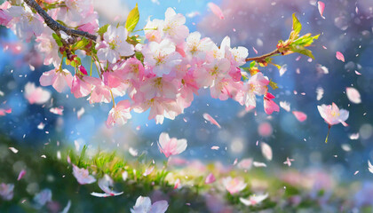 Obraz na płótnie Canvas 바람에 날리는 벚꽃