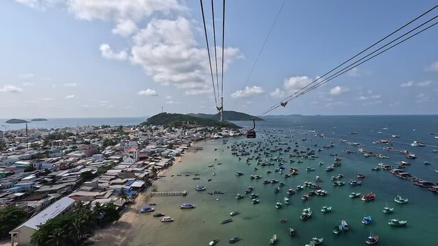 Cable cars Hon Thom Island Phu Quoc Vietnam