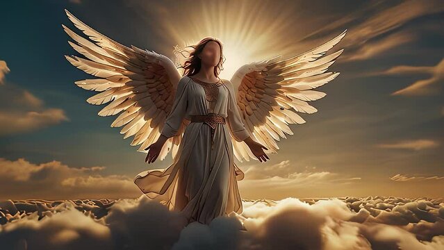 Guardian angel in heaven clouds