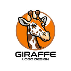 Giraffe Cartoon Vector Logo Design