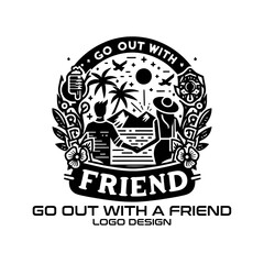Go Out With A Friend Vector Logo Design