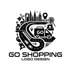 Obraz premium Go Shopping Vector Logo Design