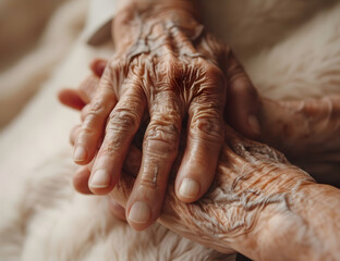 Fototapeta premium hands of the elderly persons touching