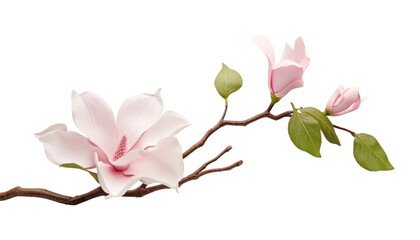 pink magnolia flower isolated on transparent background cutout