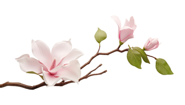 pink magnolia flower isolated on transparent background cutout