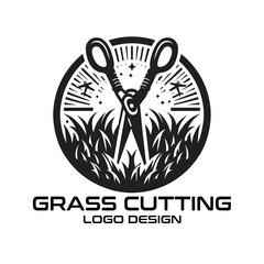 Grass Cutting Vector Logo Design