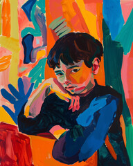 Abstract painting art of hopeless kid