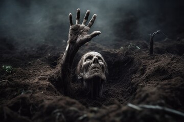 Obraz premium Spooky hand emerging from a grave.