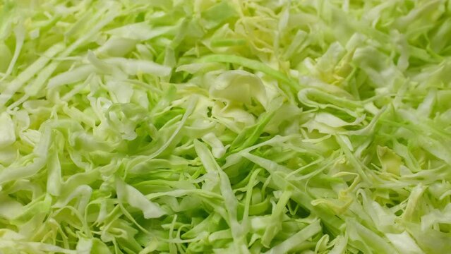 Zoom frame shredded cabbage for salad