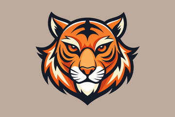 tiger head logo minimalism symmetry vector illustrtion