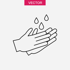 Wash hands line icon, Hygiene symbol, logo flat trendy style illustration for web and app..eps