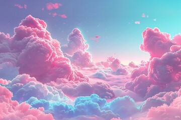 Fantasy cloudscape with pink and blue sky - obrazy, fototapety, plakaty