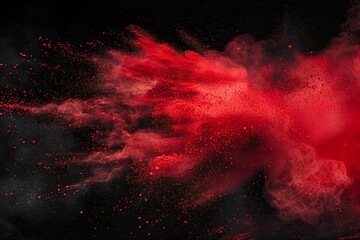 Red and black powder explosion isolated on black background,  Abstract colored background