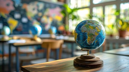 Geography Maps and Globes Used in Classroom Setting to Expand World Knowledge and Learning