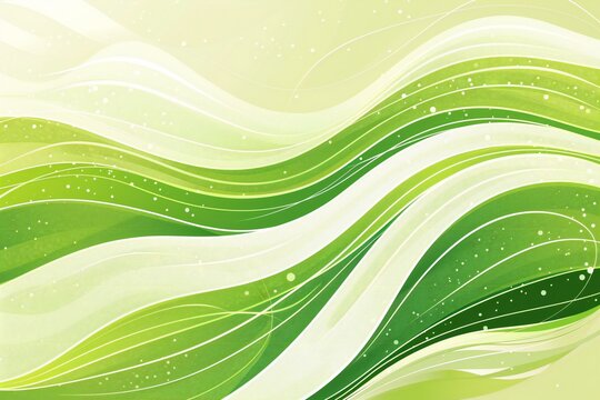 Abstract green background with lines and waves