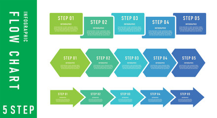 Set of infographic elements, 5 options or 5 steps for presentations, work processes.