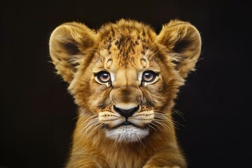 Portrait of a lion cub (Panthera leo) - obrazy, fototapety, plakaty