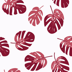 seamless pattern with red fern leaves