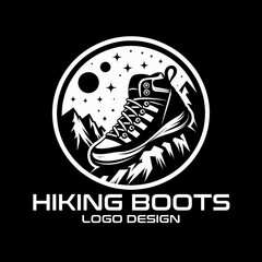 Fototapeta premium Hiking Boots Vector Logo Design 