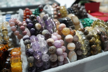Bracelets made of natural stones.
