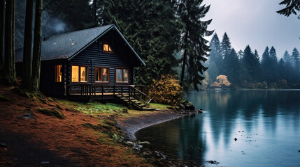 Fototapeta na wymiar house on the lake.