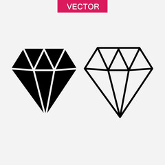 Diamond line icon. crystal stone linear and filed illustration,  Game diamond for web and app..eps