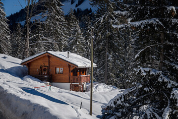The gentle snow covering the brown houses makes you feel warm and happy