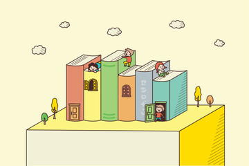 子供と本（立体）