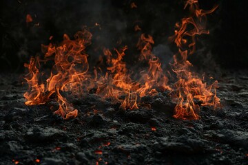 Fototapeta na wymiar Fire flames on black background, fire texture background, fire flames background