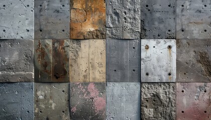 Concrete Textures, Raw and textured concrete surfaces in various shades and finishes, suitable for adding an urban or industrial feel to architectural renderings or digital art