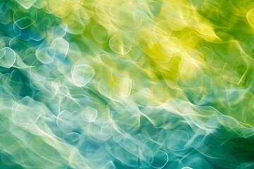 Abstract background with green and blue bokeh defocused lights