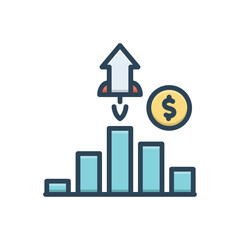 Color illustration icon for growth