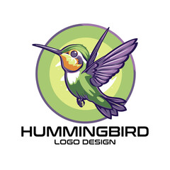 Hummingbird Cartoon Vector Logo Design