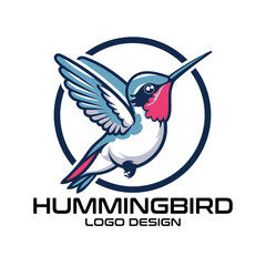 Obraz premium Hummingbird Cartoon Vector Logo Design