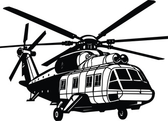 Sikorsky Ch-53 series helicopter Silhouette Vector 