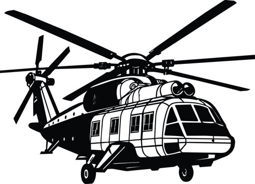 Sikorsky Ch-53 series helicopter Silhouette Vector 