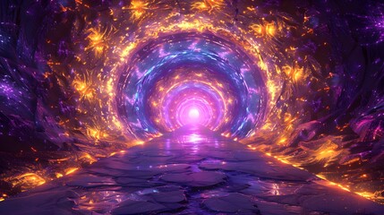 a abstract neon tunnel with smoke