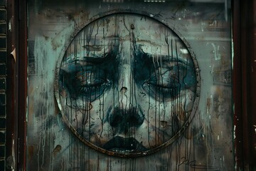 Obraz na płótnie Canvas Graffiti on the wall of an abandoned building, Halloween background