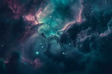 Night sky with stars and nebula,  Elements of this image furnished by NASA - obrazy, fototapety, plakaty