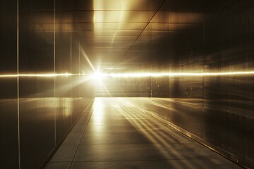Abstract background of a corridor in a modern building with light beams