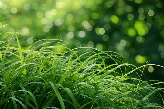 Green grass with bokeh background, close-up photo