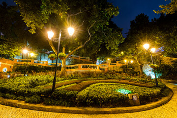 Night view of Francisco Garden in Macau.
