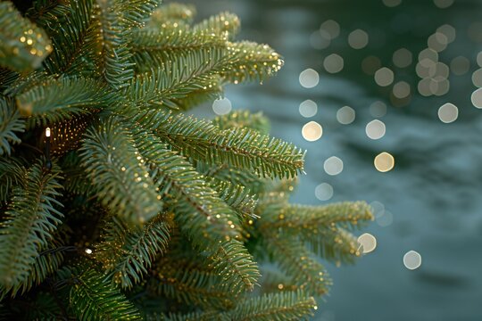 Christmas tree on bokeh background, Christmas and New Year concept