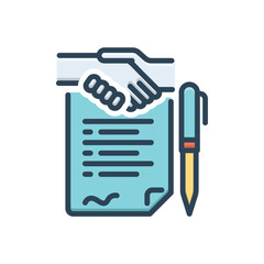 Color illustration icon for agreement