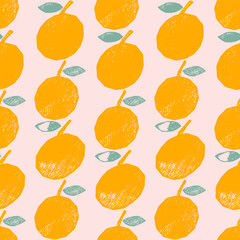 Seamless pattern with textured apples in a cute contemporary style. Vector background, print, design