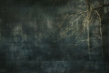 Grunge dark textured background with dry branches in the foreground - obrazy, fototapety, plakaty