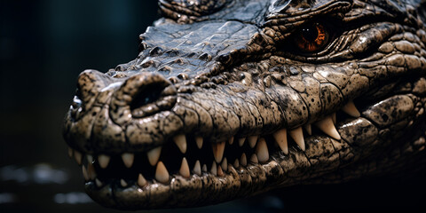 american alligator in the everglades, Alligator closeup at the moment of hunting
