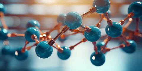 blue beads, Mesmerizing imagery unveiling the hidden beauty of atoms and molecules
 - obrazy, fototapety, plakaty