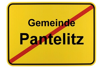 Illustration eines Ortsschildes der Gemeinde Pantelitz in Mecklenburg-Vorpommern